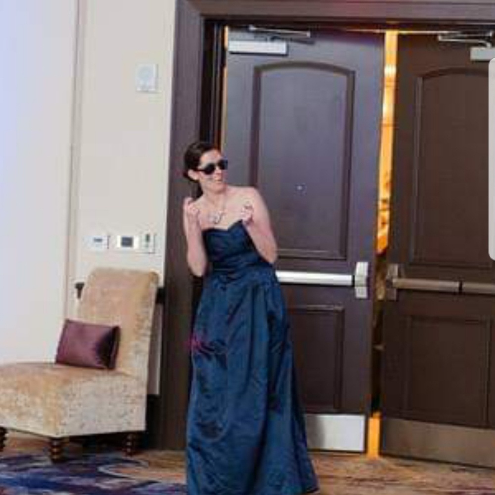 Satin strapless pleated ballgown